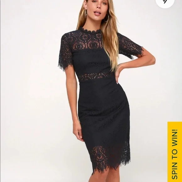 Lulus | Dresses | Lulus Remarkable Black Lace Midi Dress | Poshmark